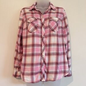 Bit and Bridle Plaid Western Pearl Snap Pink Shirt Sz S Cowgirl Feminine